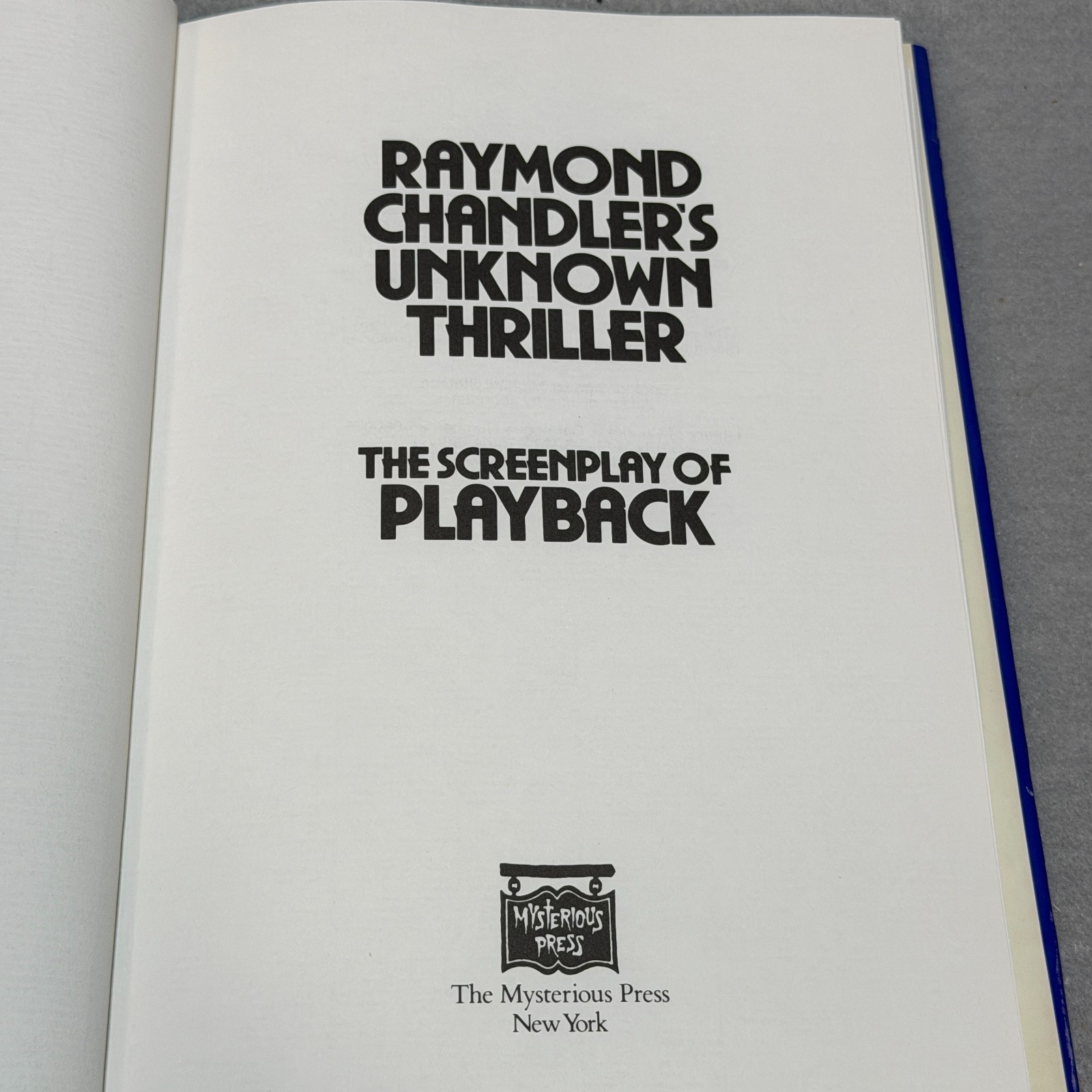 Vintage 1985 Raymond Chandler’s Unknown Thriller The Screenplay of Playback HC/D