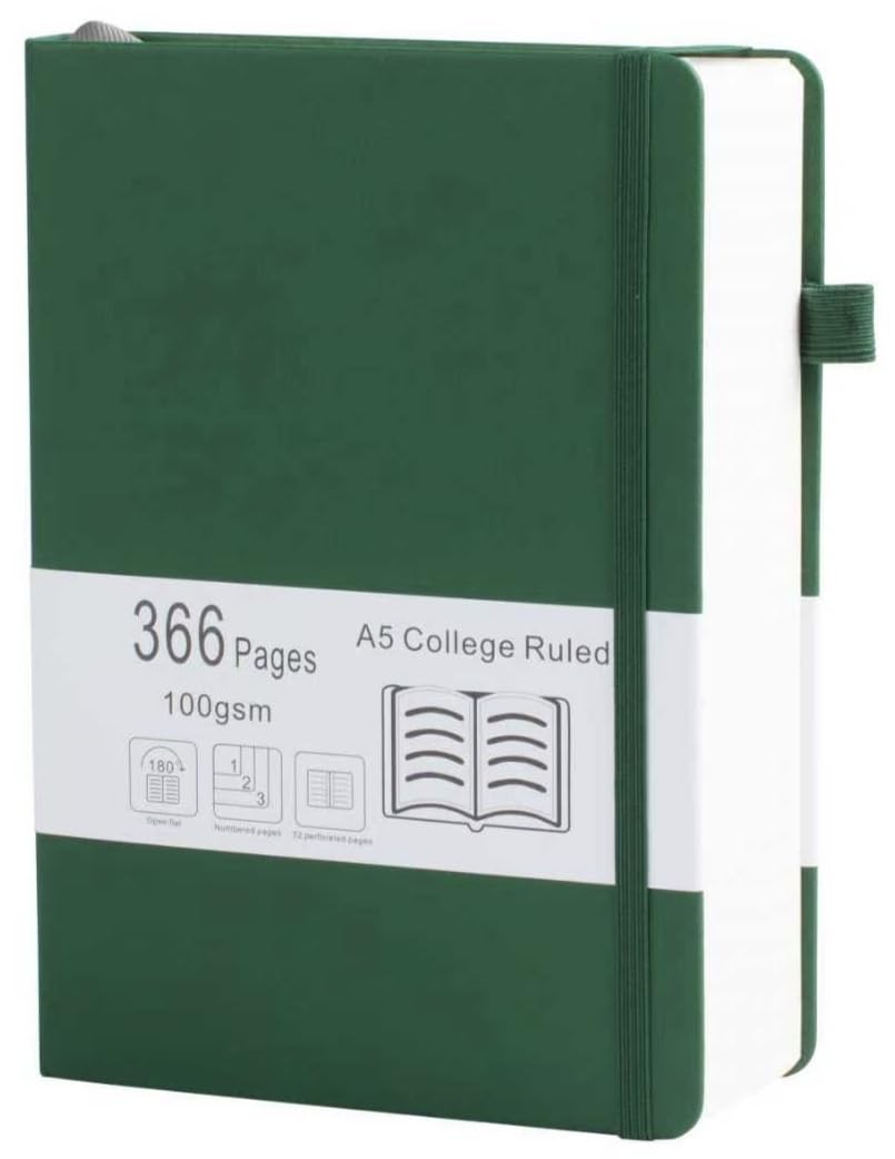 Thick College Ruled Notebook with 366 Numbered Pages, A5 Journals for Writing…