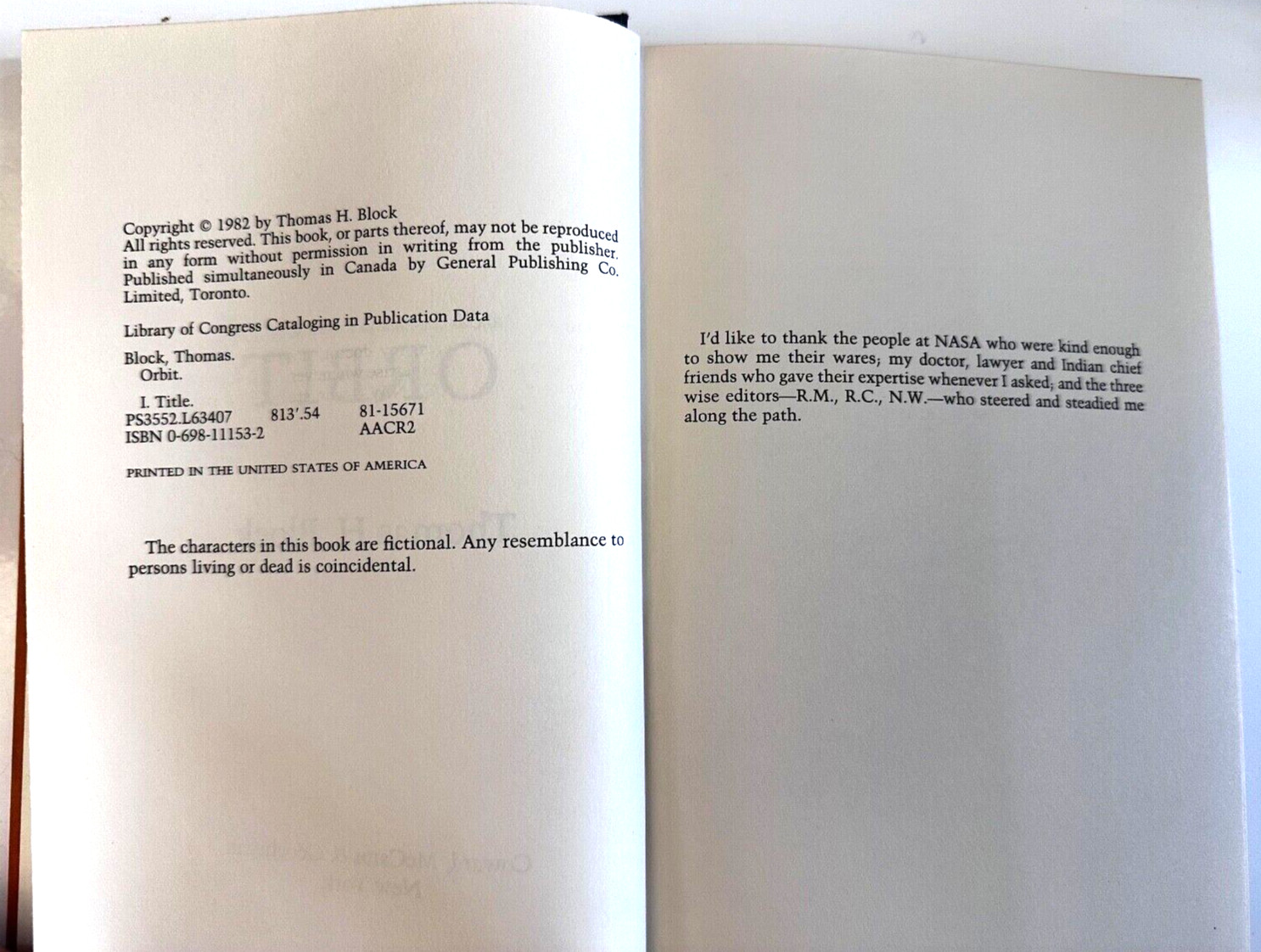 Orbit By Thomas Block (Hardcover Book) 297 Pages