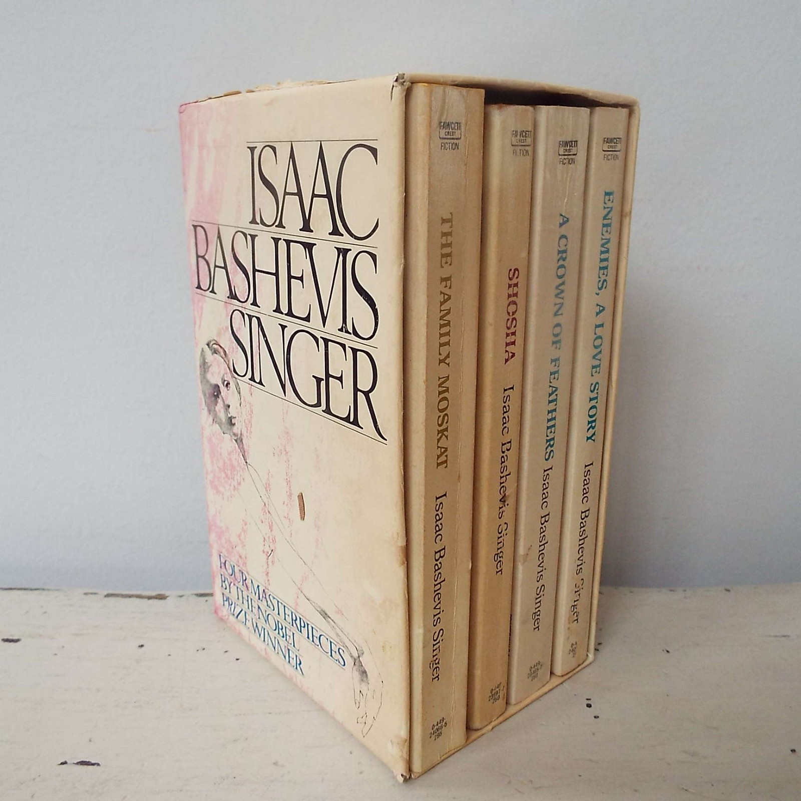 Lot 4 Isaac Bashevis Singer Vtg Books Box Set Shosha Crown of Feathers