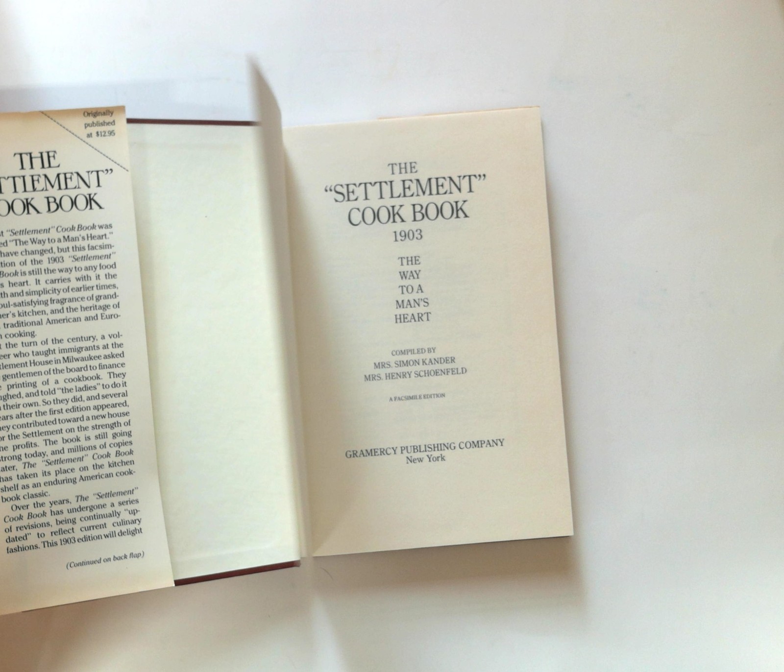 1987 The “Settlement” Cook Book 1903 (The Way to a Man’s Heart * A Facsimile E..