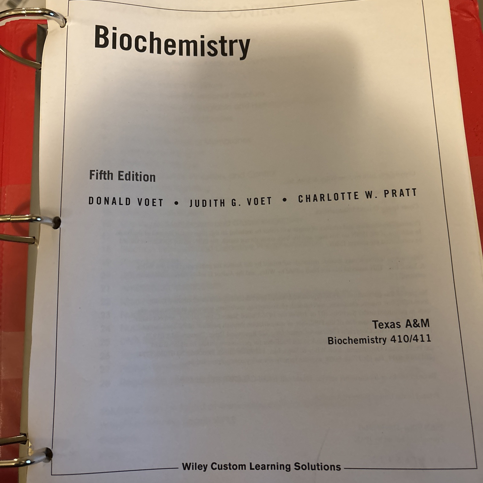 Biochemistry 410/411 Textbook – 5th Edition – Custom Texas A&M University, , 978