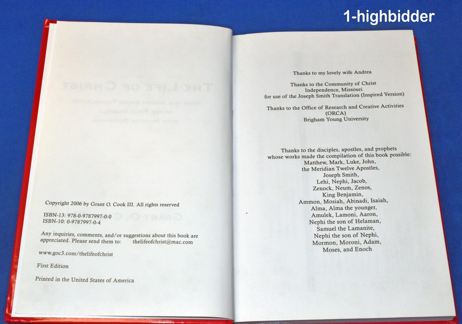 THE LIFE OF CHRIST Grant O. Cook III from Mormon LDS JST D&C KJV Bible Scripture