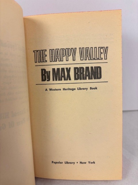 Max Brand The Happy Valley– Popular Library #50-445 (1929/1931) – Rare VG+