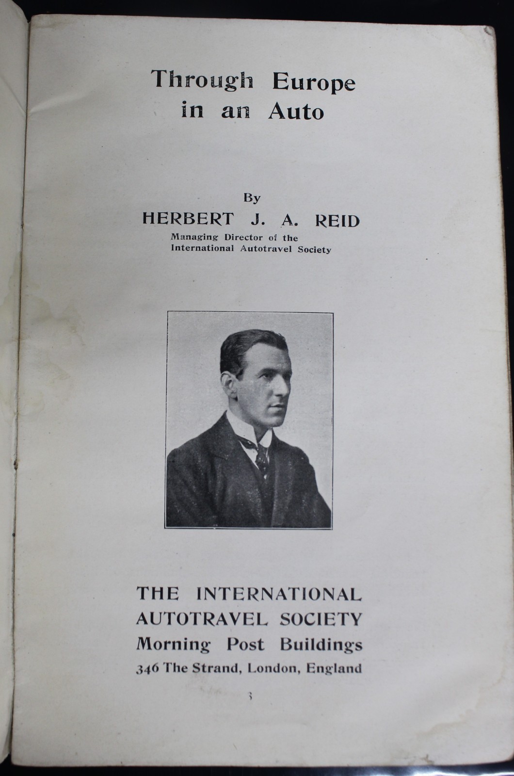 Rare Through Europe in A Motor-Car PB 1912 by Herbert J.A. Reid 64 Pages