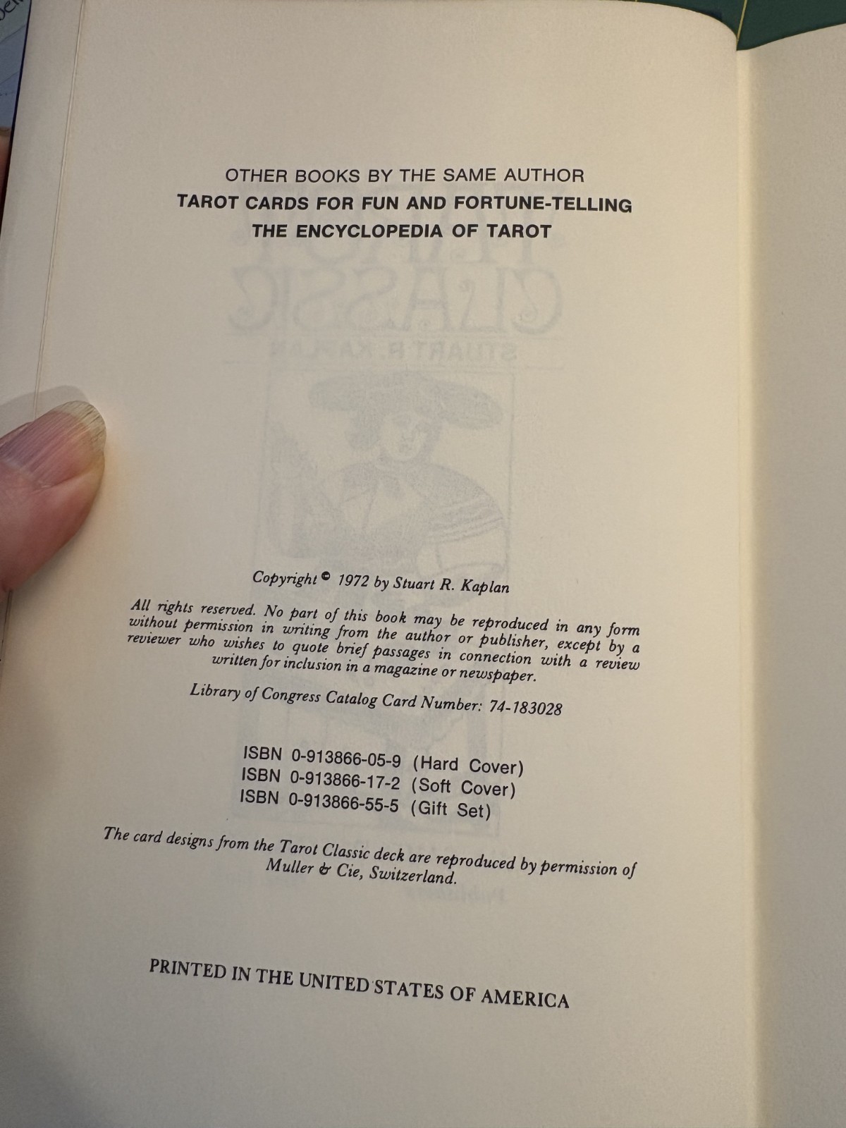 Tarot Classic Stuart R. Kaplan Inscribed 1st Ed.