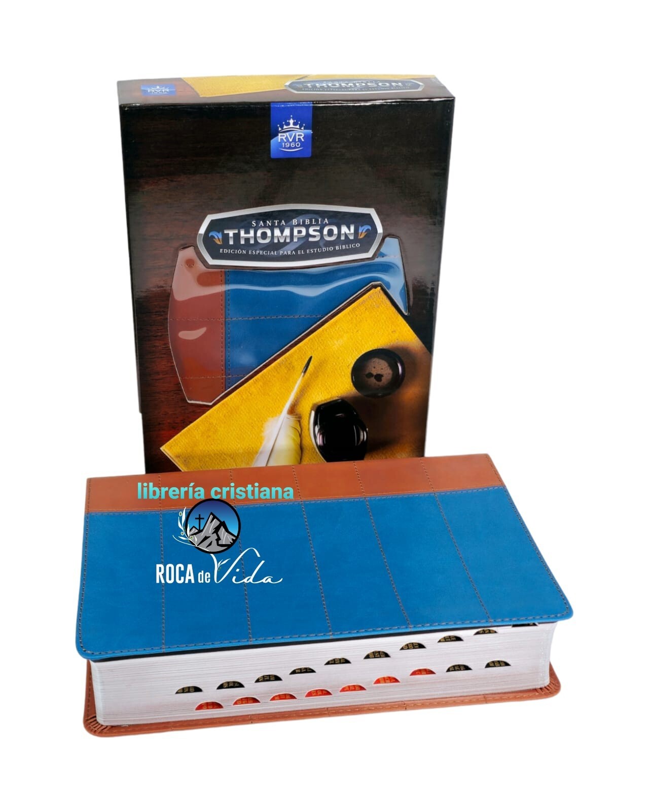 BIBLIA DE ESTUDIO THOMPSON EDICIÓN ESPECIAL RVR 1960 AZUL/ CAFE CON ÍNDICE