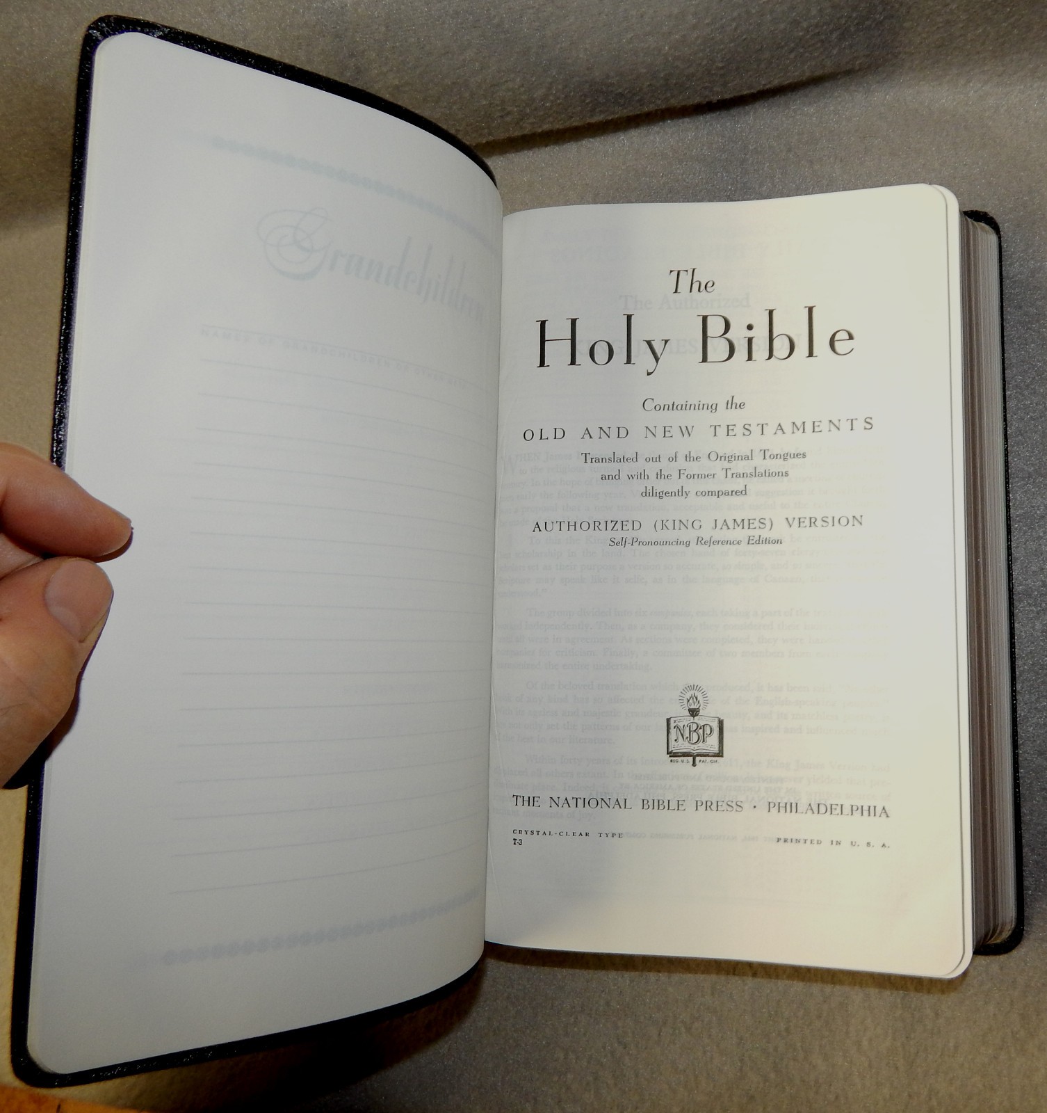 National KJV Reference Large Print Bible 452CRL Black Genuine Leather 1944 New