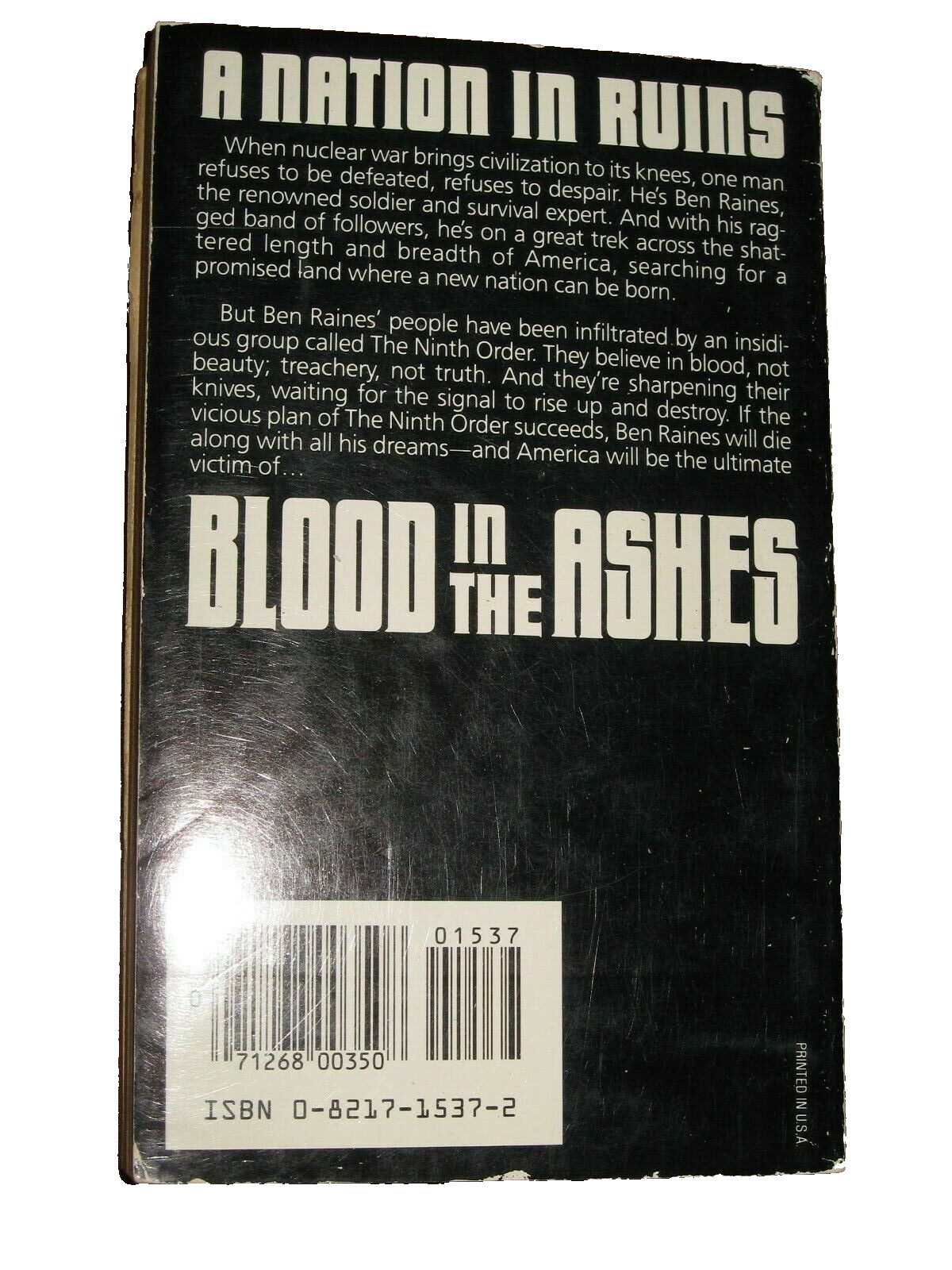 William W Johnstone BLOOD in the ASHES #4 Ben Raines ZEBRA 1985 1st P Action Srs