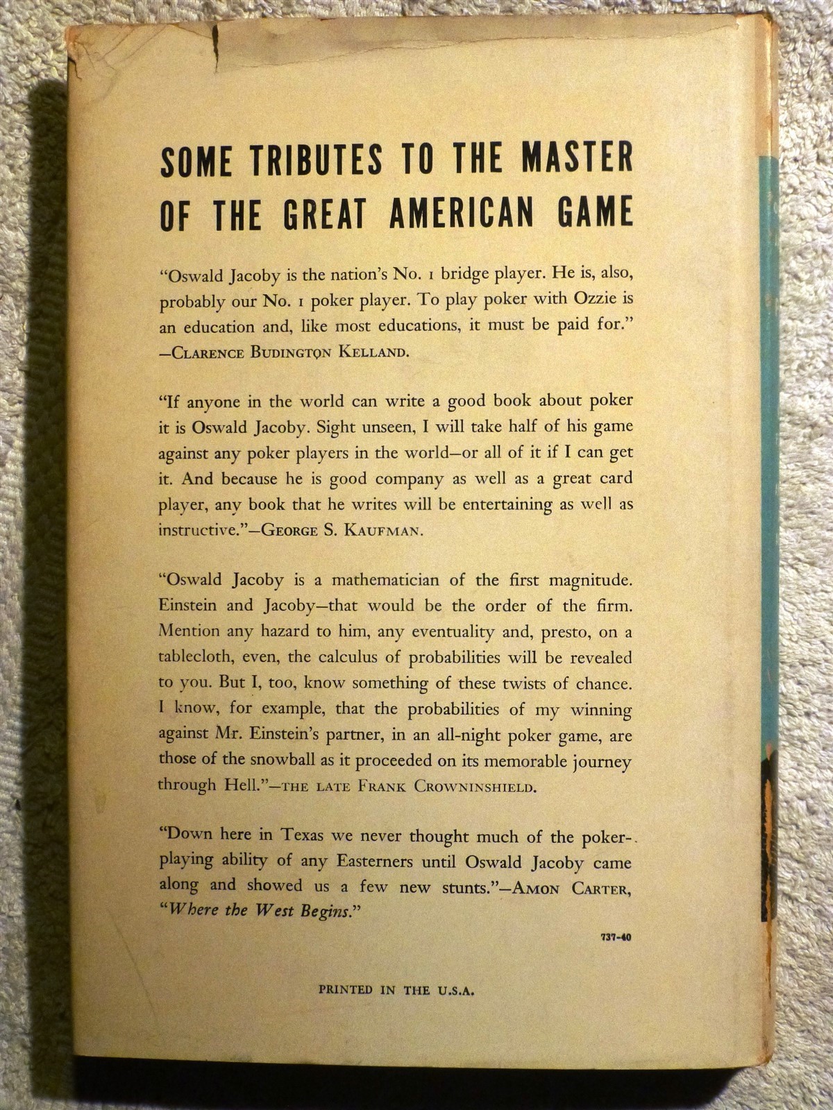 Oswald Jacoby on Poker: How to Play the Great American Game and Win – Stud Five