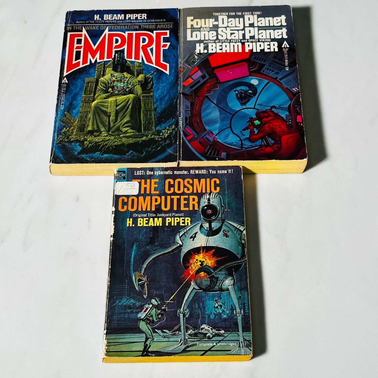 Lot of 5 Vintage Science Fiction Paperback Novels Herbert Card Stevenson Smith