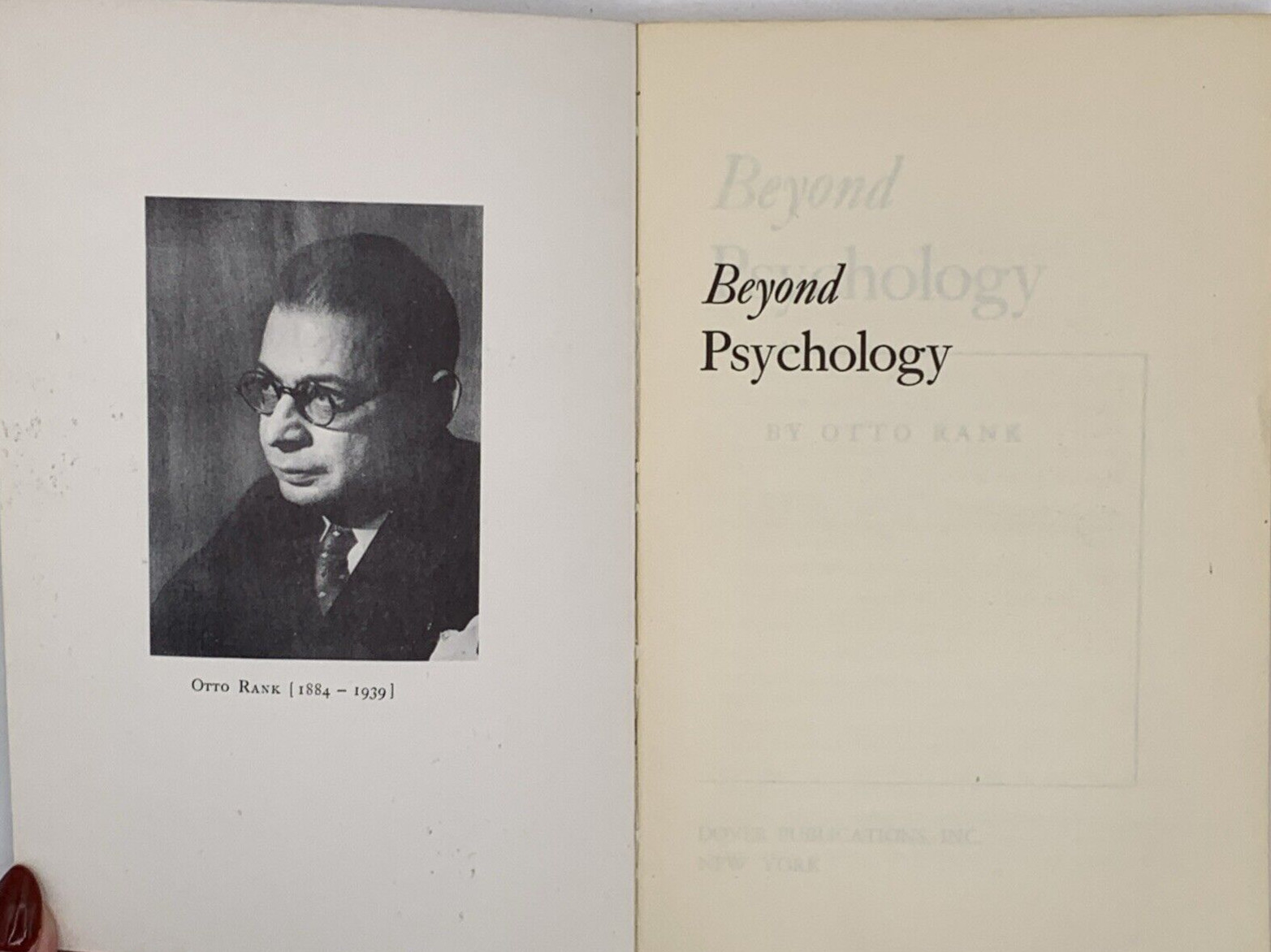 Beyond Psychology by Otto Rank, 1941 Paperback, B130