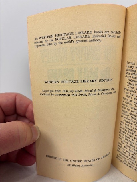 Max Brand The Happy Valley– Popular Library #50-445 (1929/1931) – Rare VG+
