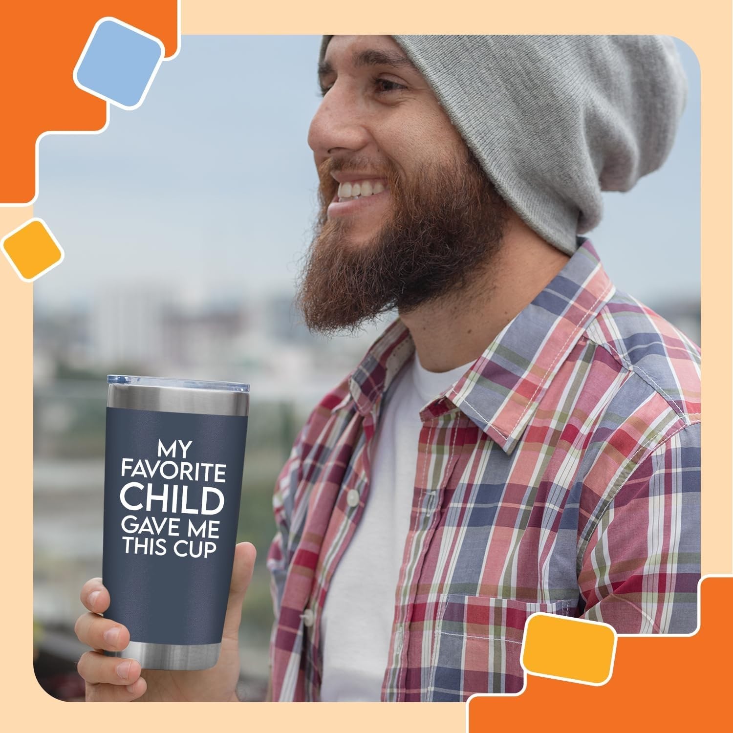 Funny Letter Print 20 Oz Tumbler – Unique Gift for New Papa on His Birthday
