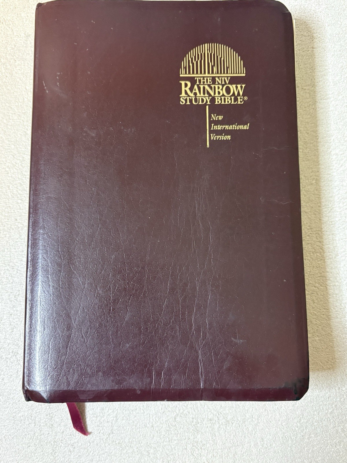 NIV Rainbow Study Bible Color Coded Bold Line 1992 Burgundy RSI Bonded Leather