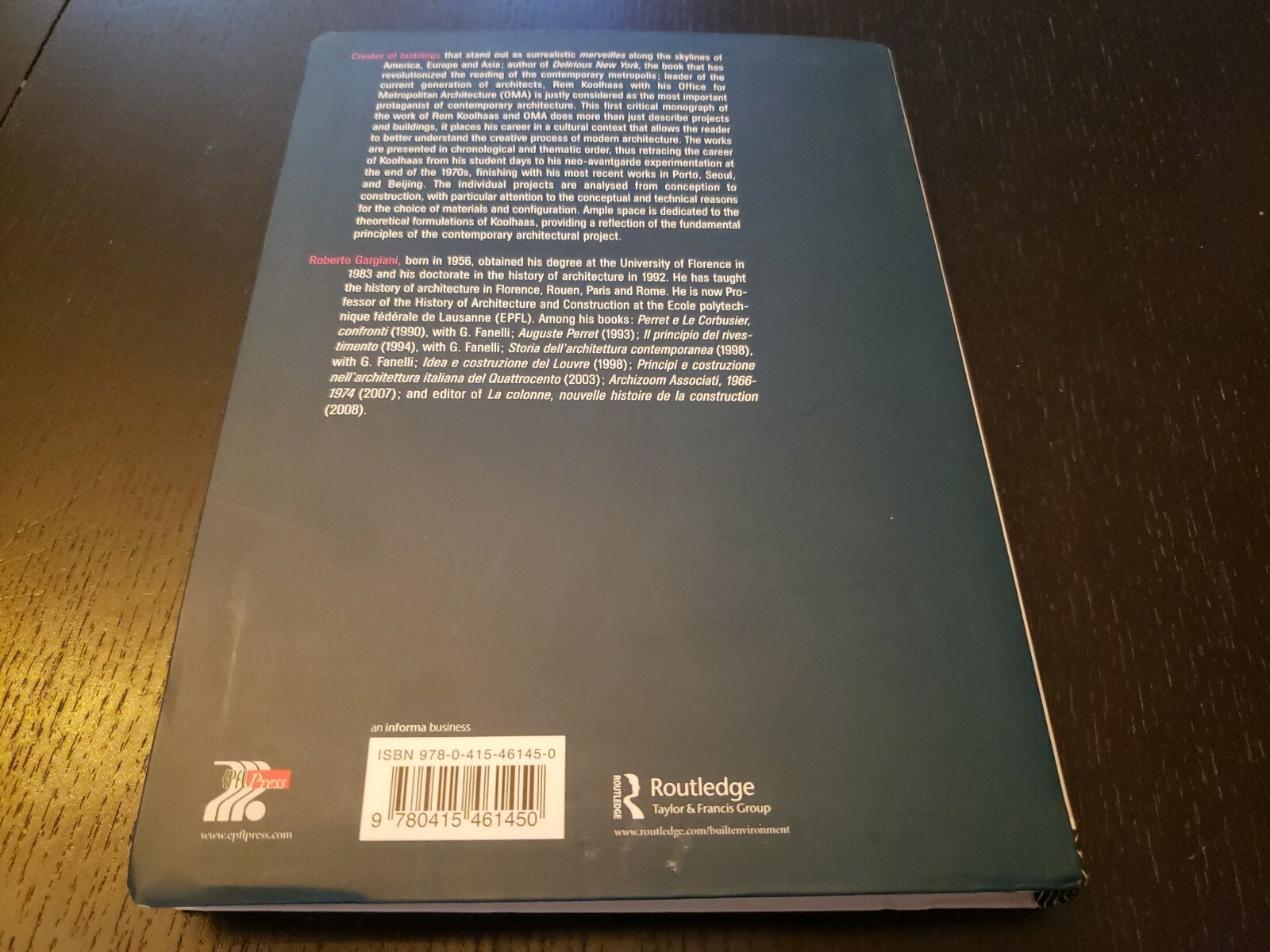 Rem Koolhaas/OMA The Construction Of Merveilles Robert Gargiani Paperback