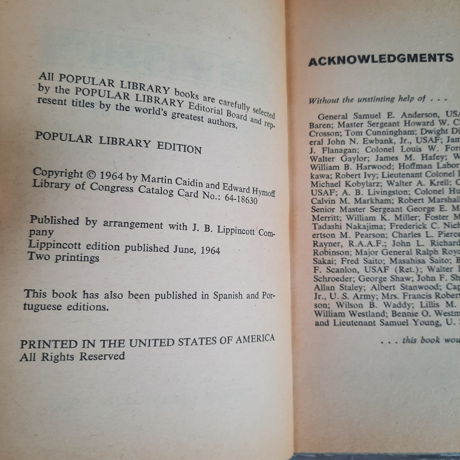 The Mission Martin Caidin Edward Hymoff 1964 First Edition WWII History