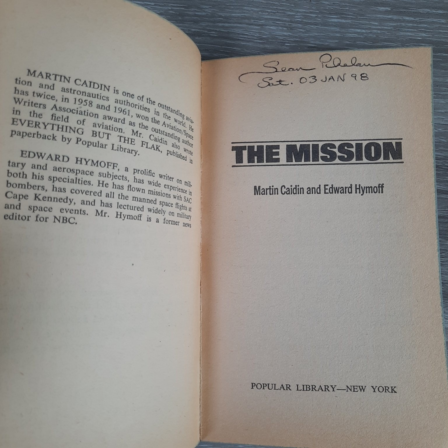 The Mission Martin Caidin Edward Hymoff 1964 First Edition WWII History
