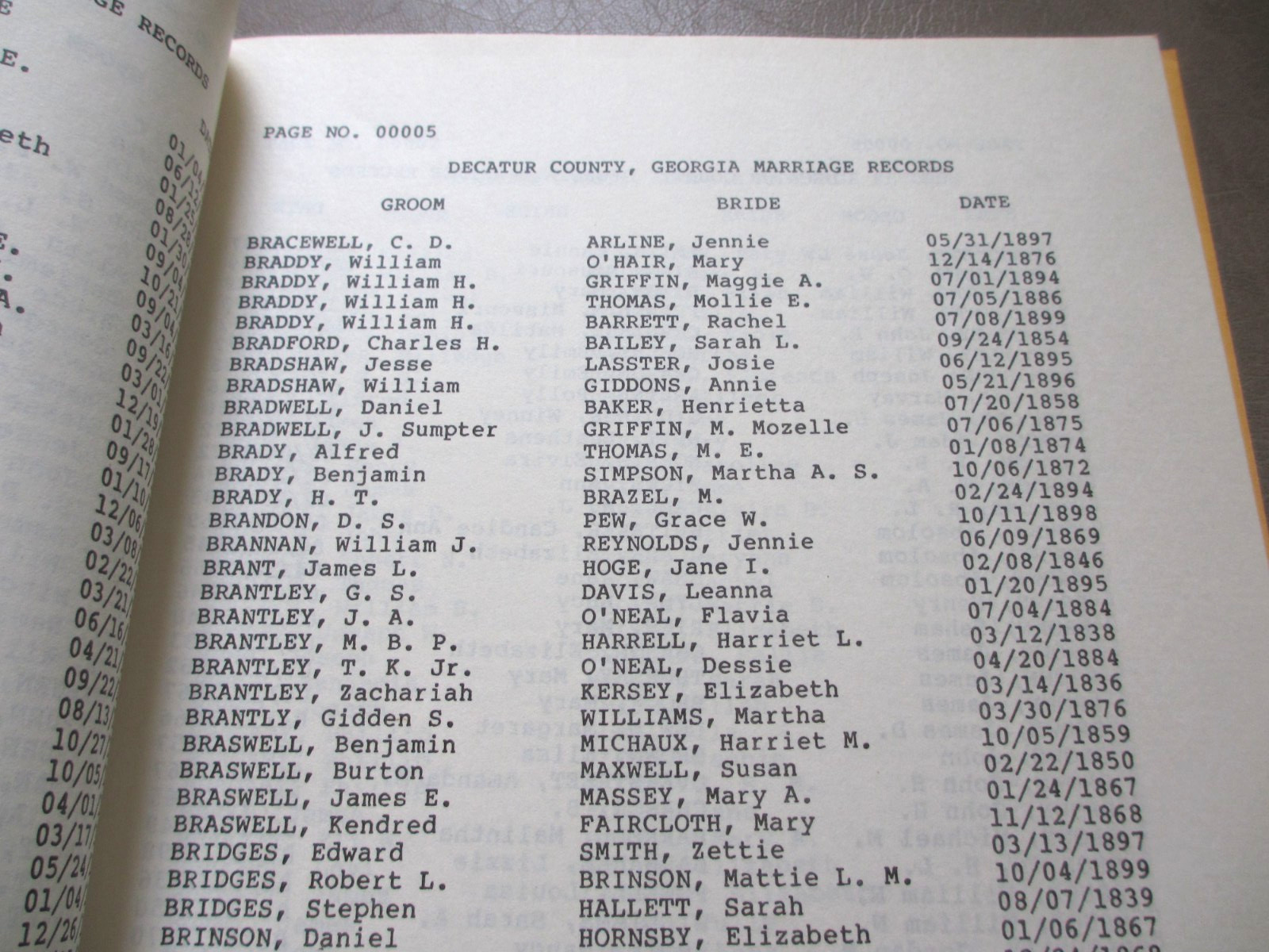 Decatur County, Georgia Marriage Records 1826-1899 Frances T. Ingmire, Genealogy