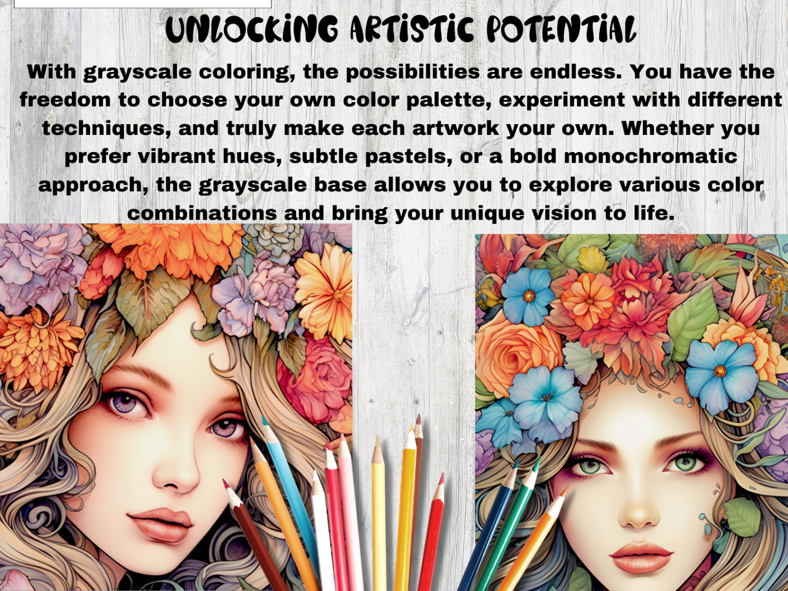 Adult Coloring Pages Bundle Flower Girls bundle 280 Printable Pages