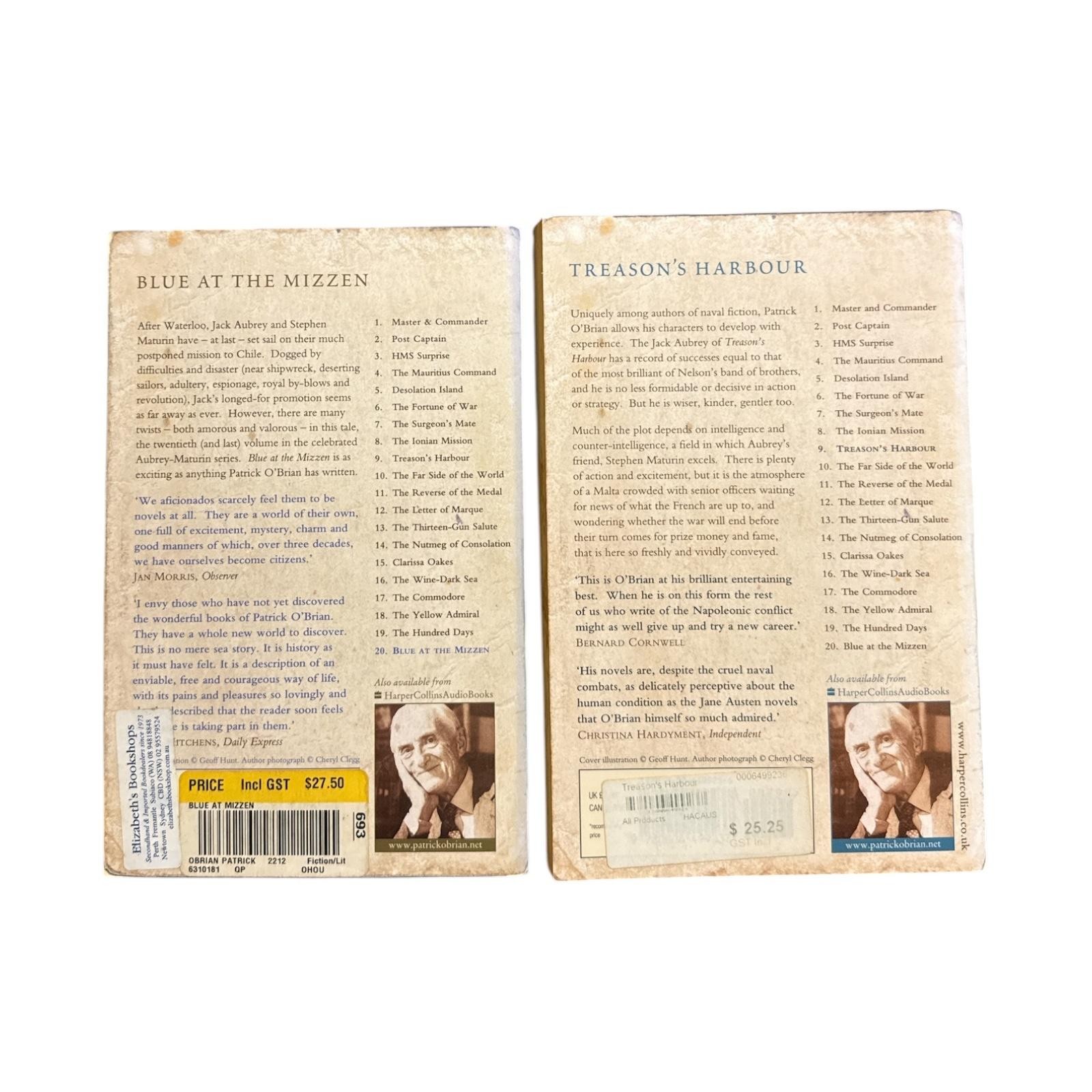 Patrick O’Brian 2 Book Set Blue At The Mizzen Treason’s Harbour PB Fiction Naval