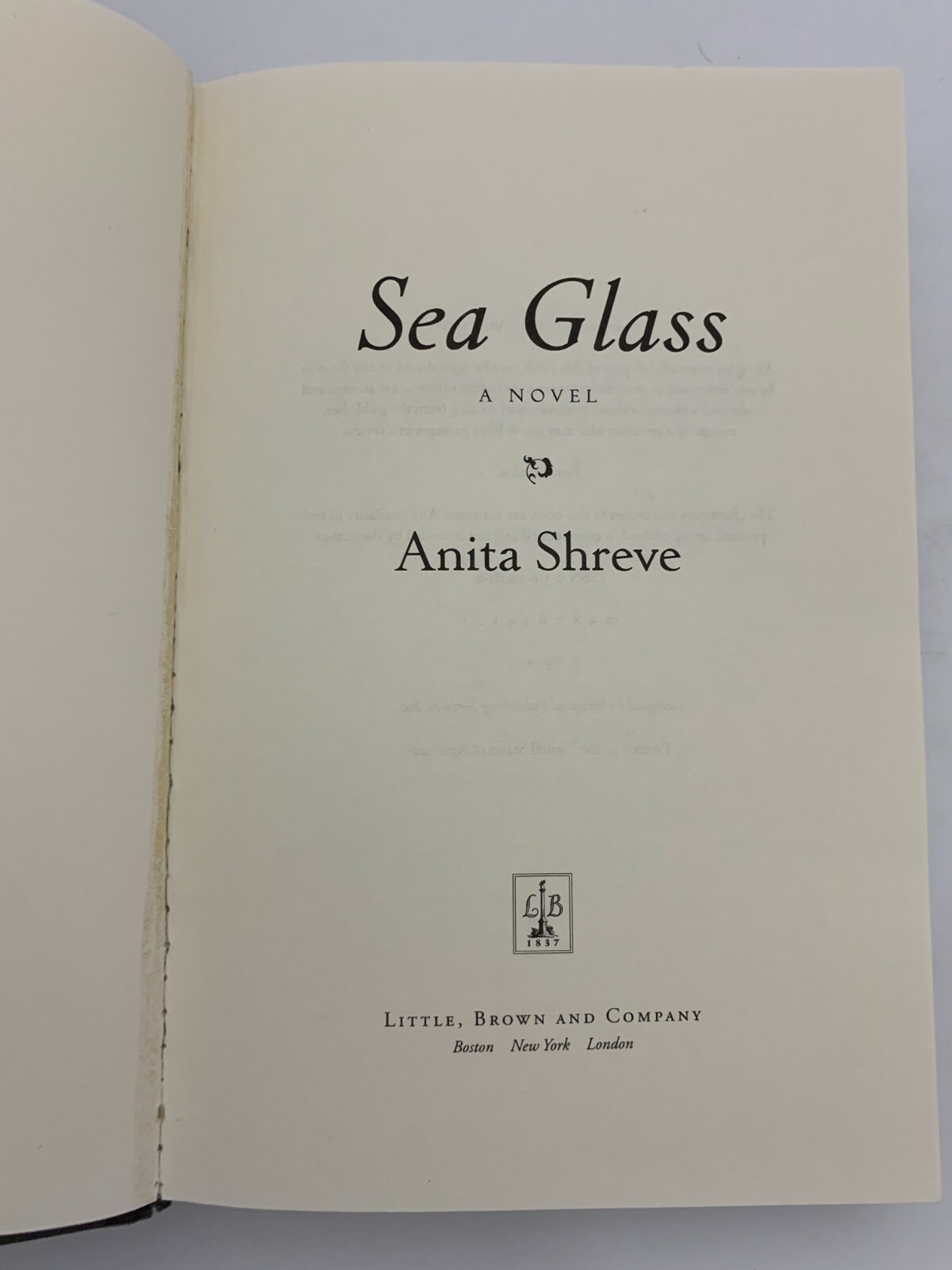 Sea Glass: A Novel by Anita Shreve HC GOOD MISSING DJ