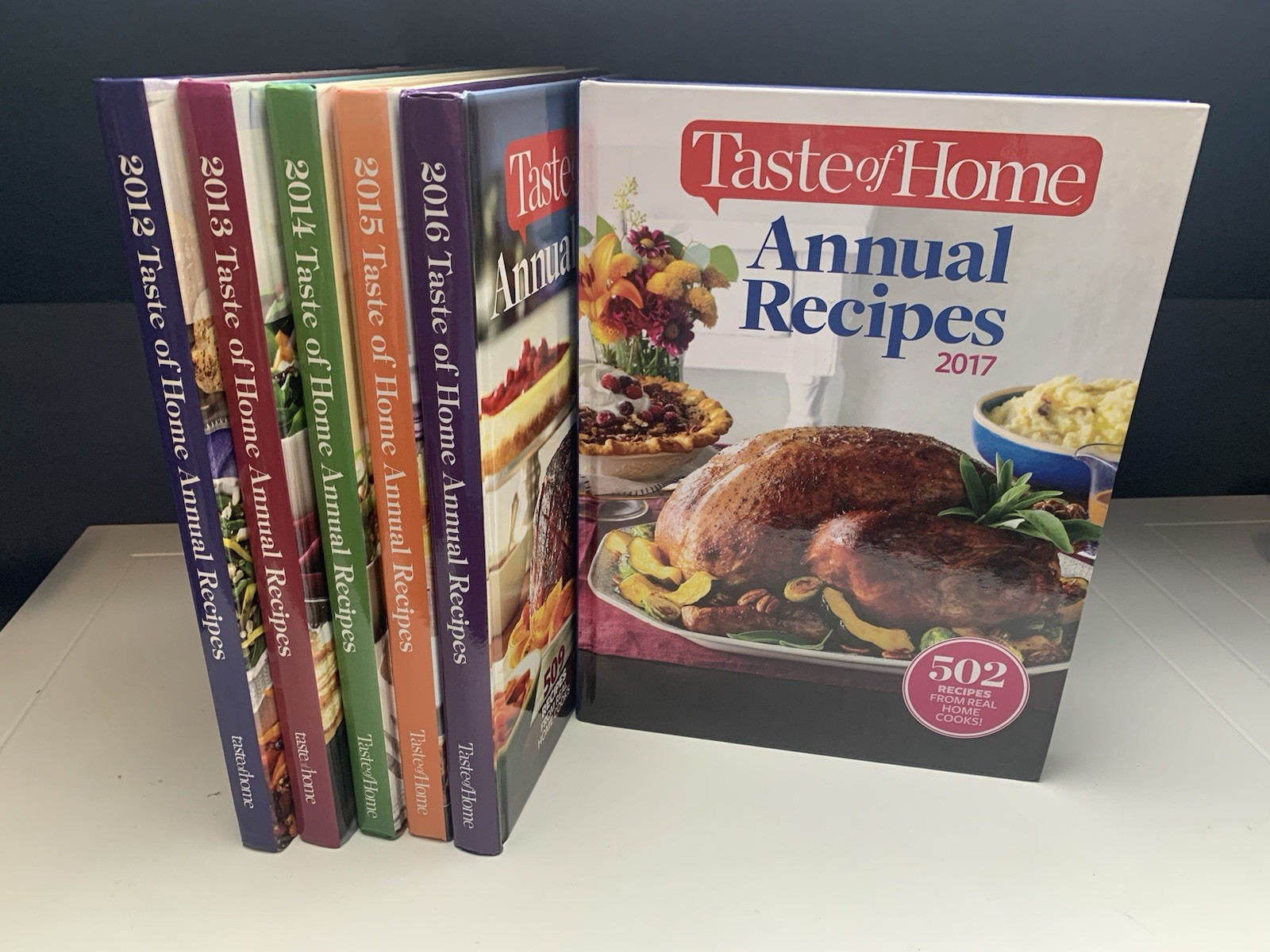 Lot of 6 TASTE OF HOME ANNUAL RECIPES Cookbooks – 2012 2013 2014 2015 2016 2017