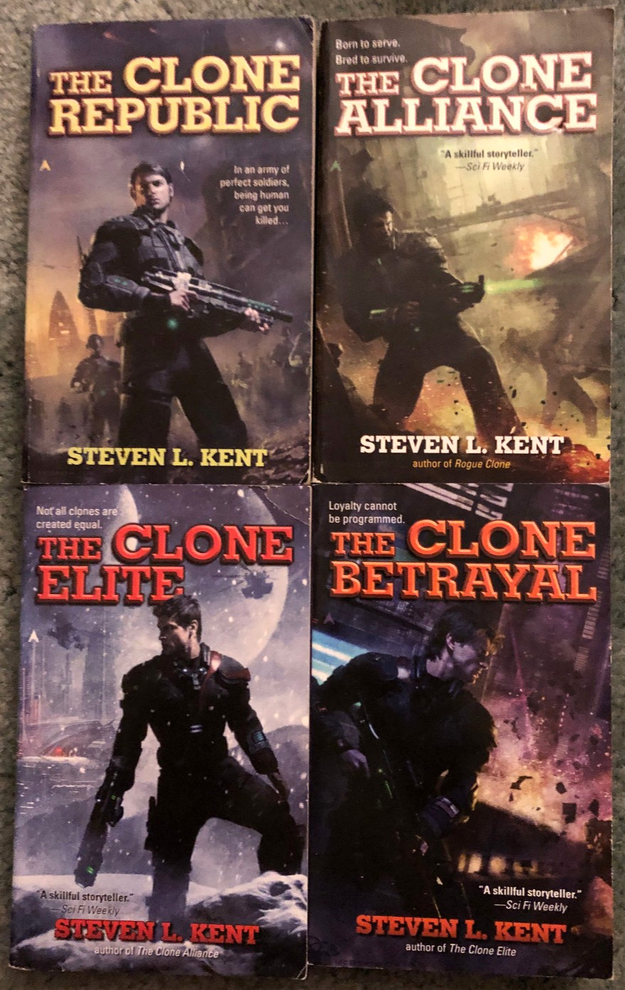 Steven L Kent books, lot of 4, Clone Republic, Clone Alliance, Clone Elite