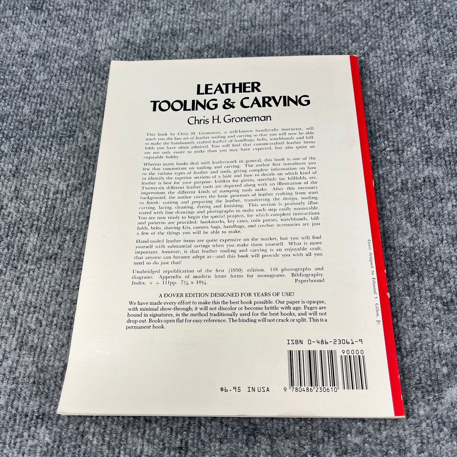 Leather Tooling & Carving Chris H. Groneman 1974 Dover Edition Crafts How-To