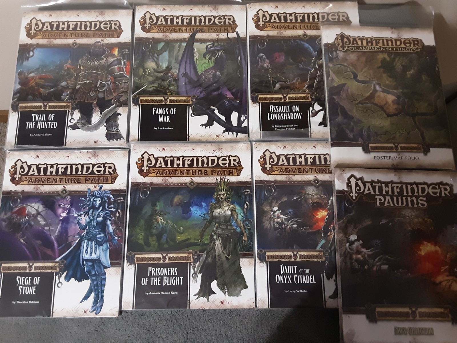 Paizo: Ironfang Invasion Pathfinder Adventure Path 6 Modules + Pawns + Map – NM