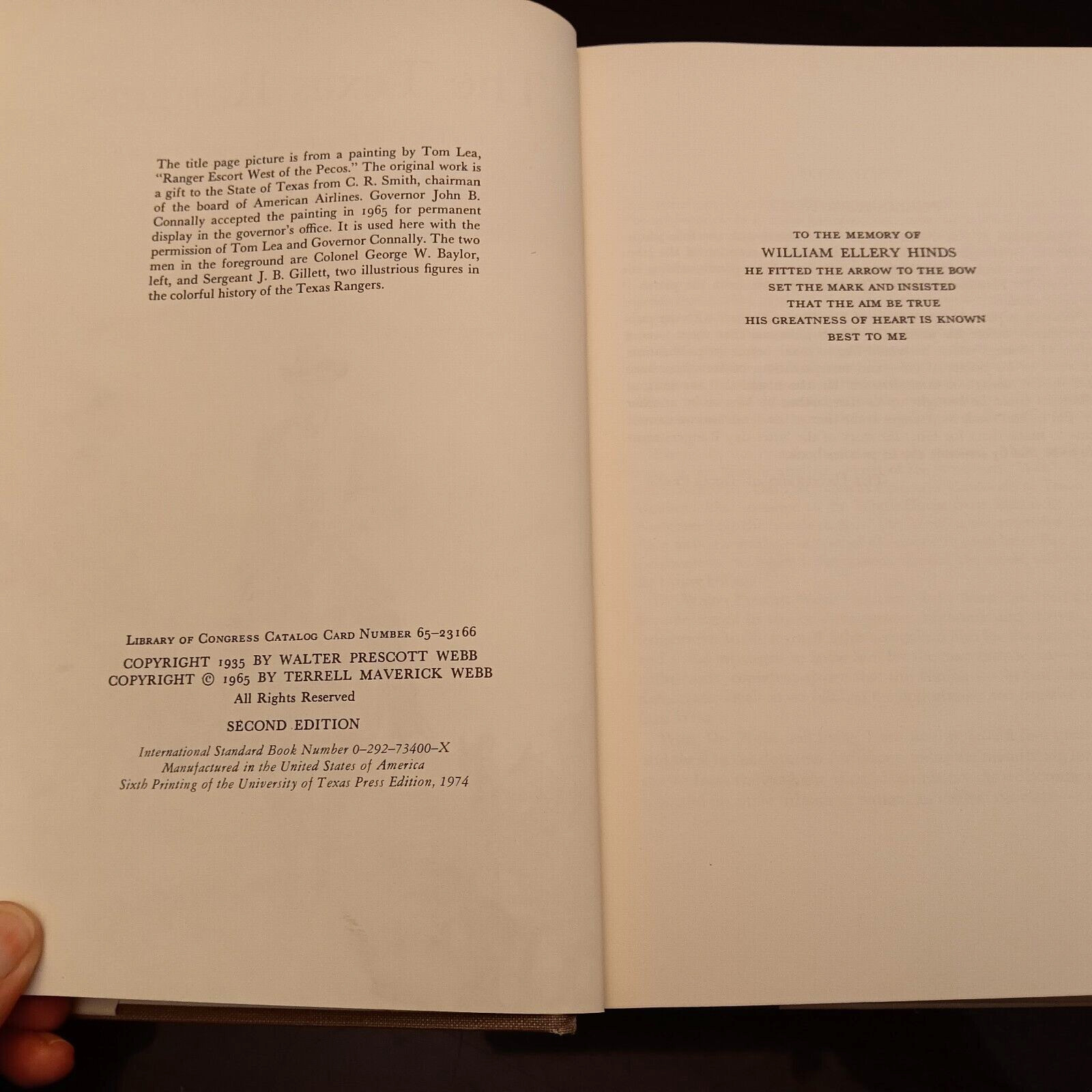 The Texas Rangers Second Edition by Walter Prescott Webb Hardback Dust Jacket