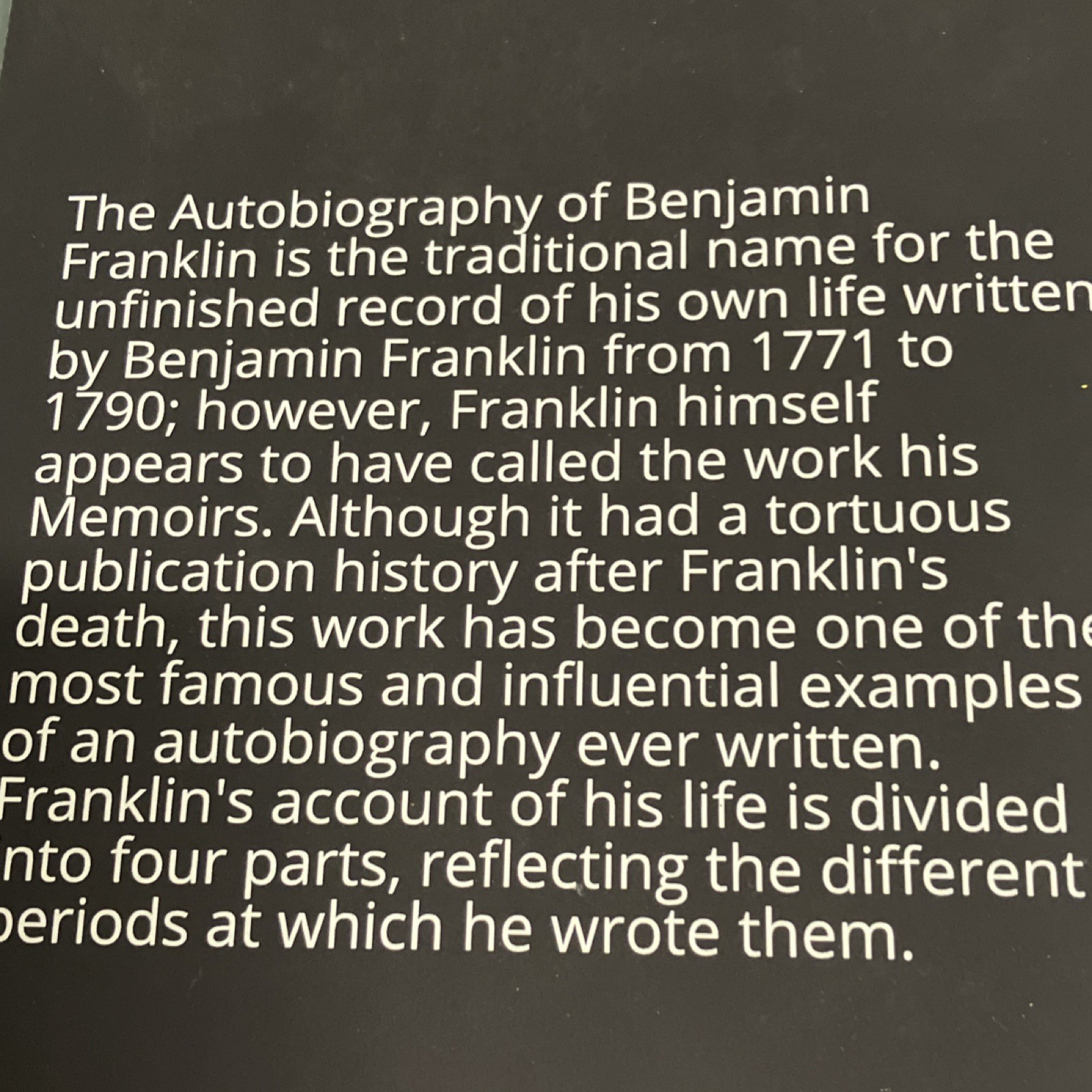 Benjamin Franklin Autobiography Trade Paperback 2019 Independently Published