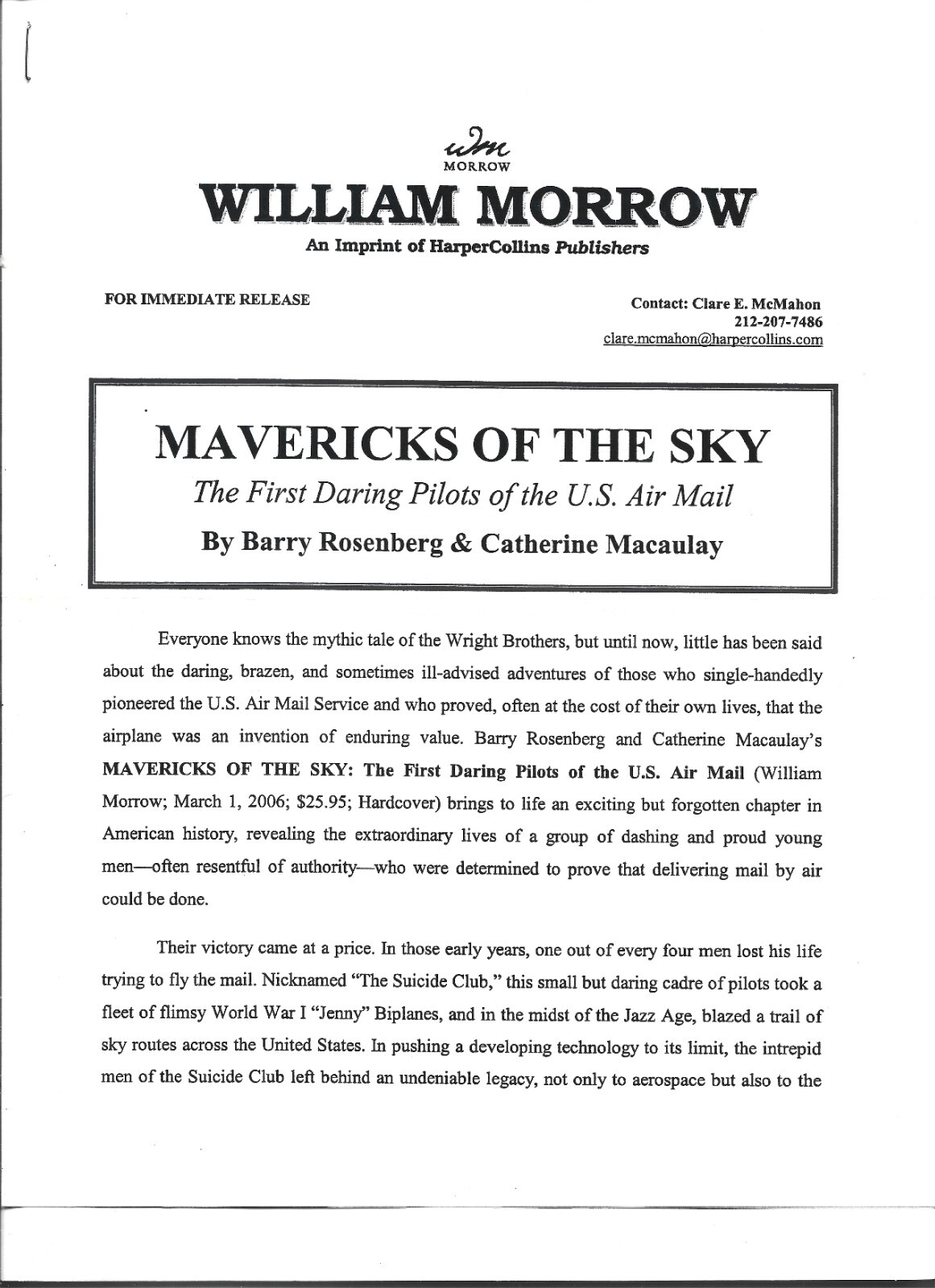 Mavericks of the Sky HB-Barry Rosenberg & Catherine Macaulay-2006-341 pages