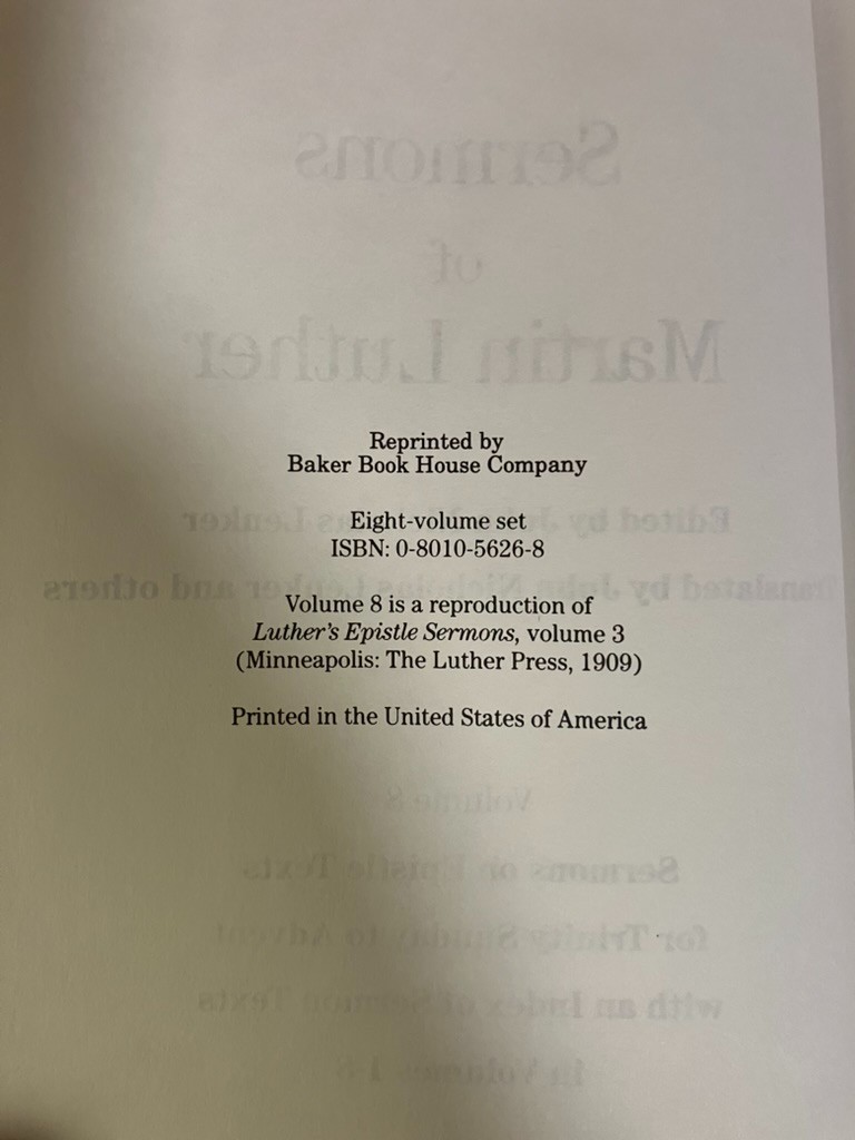 Sermons of Martin Luther (8 Volume Set Lot Complete) HC – Baker Book