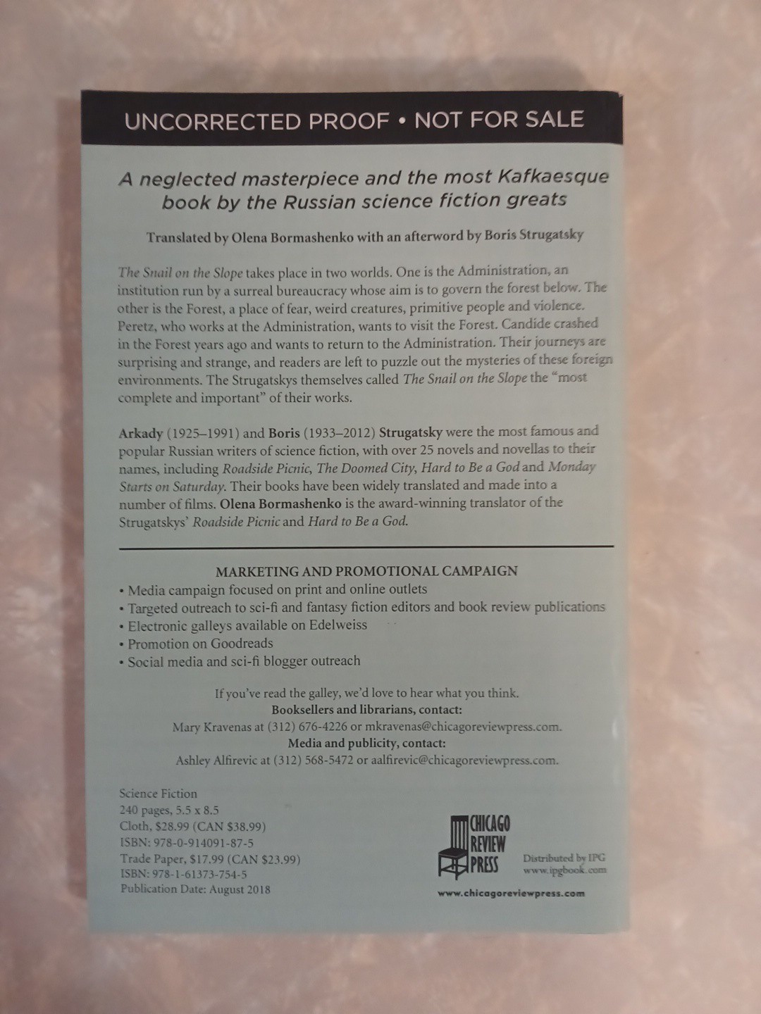 The Snail on the Slope – Arkady & Boris Strugatsky Uncorrected Proof