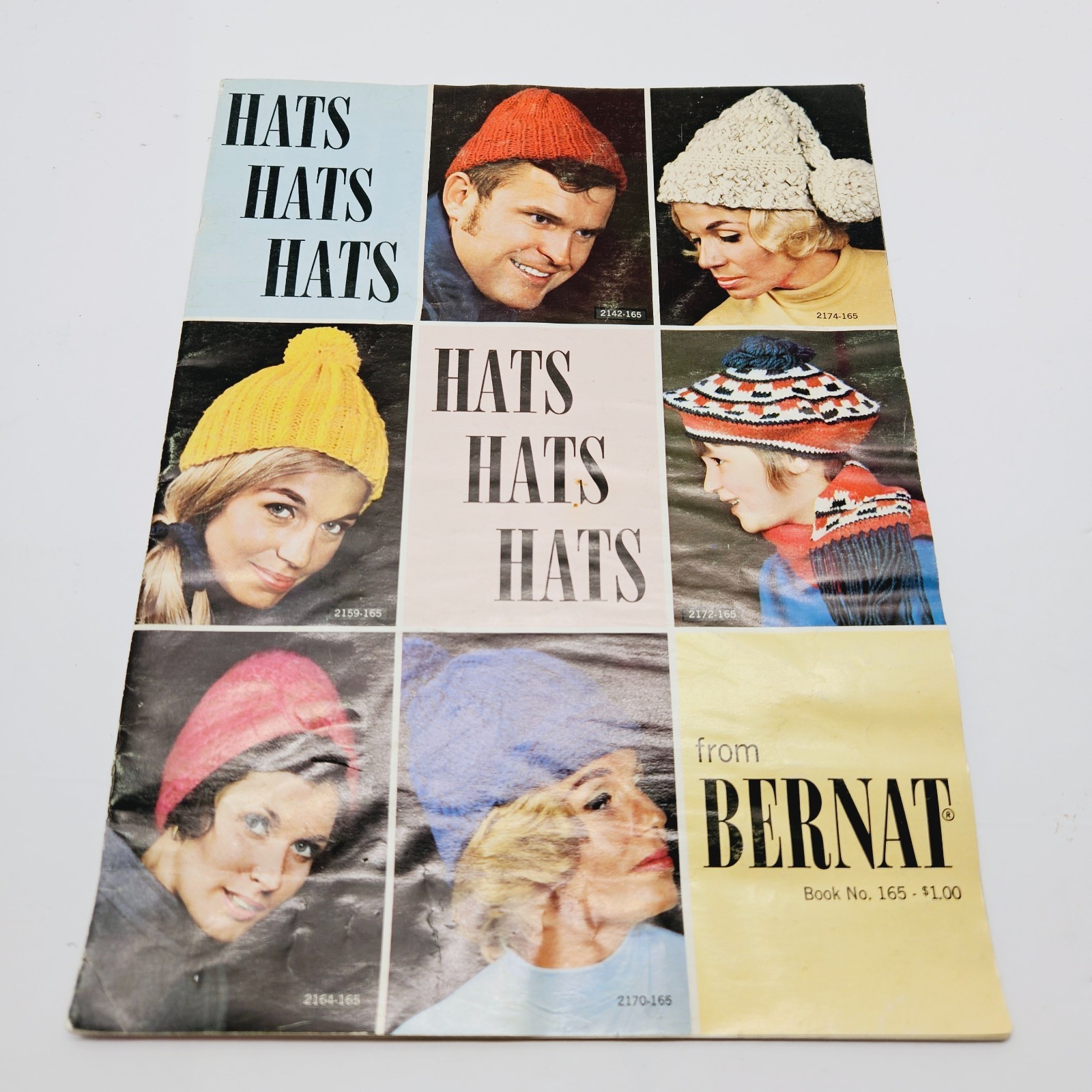 Vintage Hats, Hats, Hats Knit/Crochet 1969 Bernat No 165 Stapled Booklet