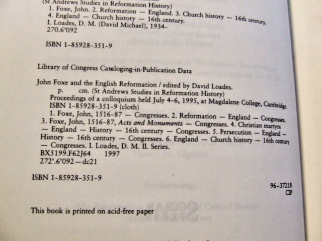 John Foxe and the English Reformation by David Loades (1997, HC)