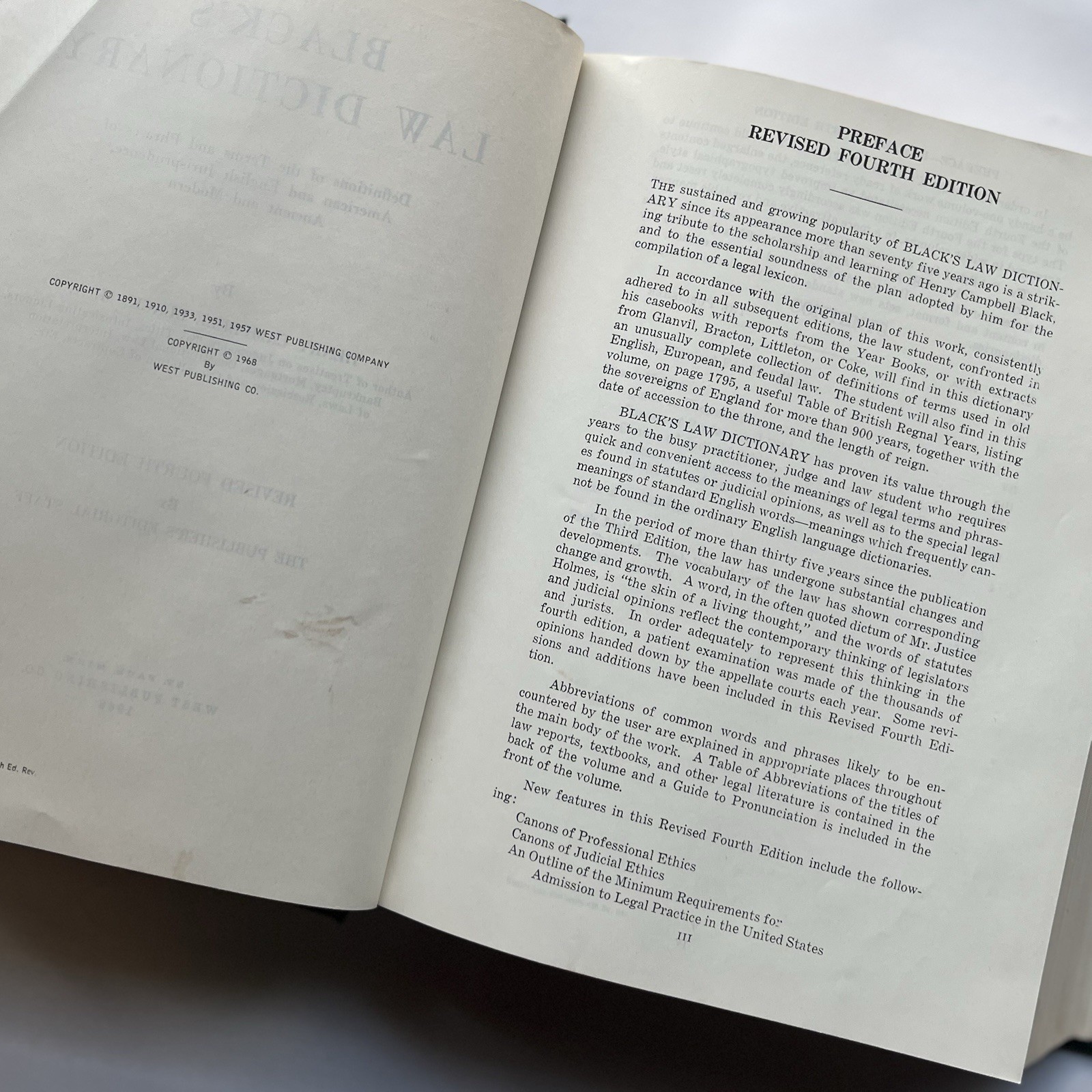 Black’s Law Dictionary – Revised 4th Edition (1968, HC) Henry Campbell MCM Vtg
