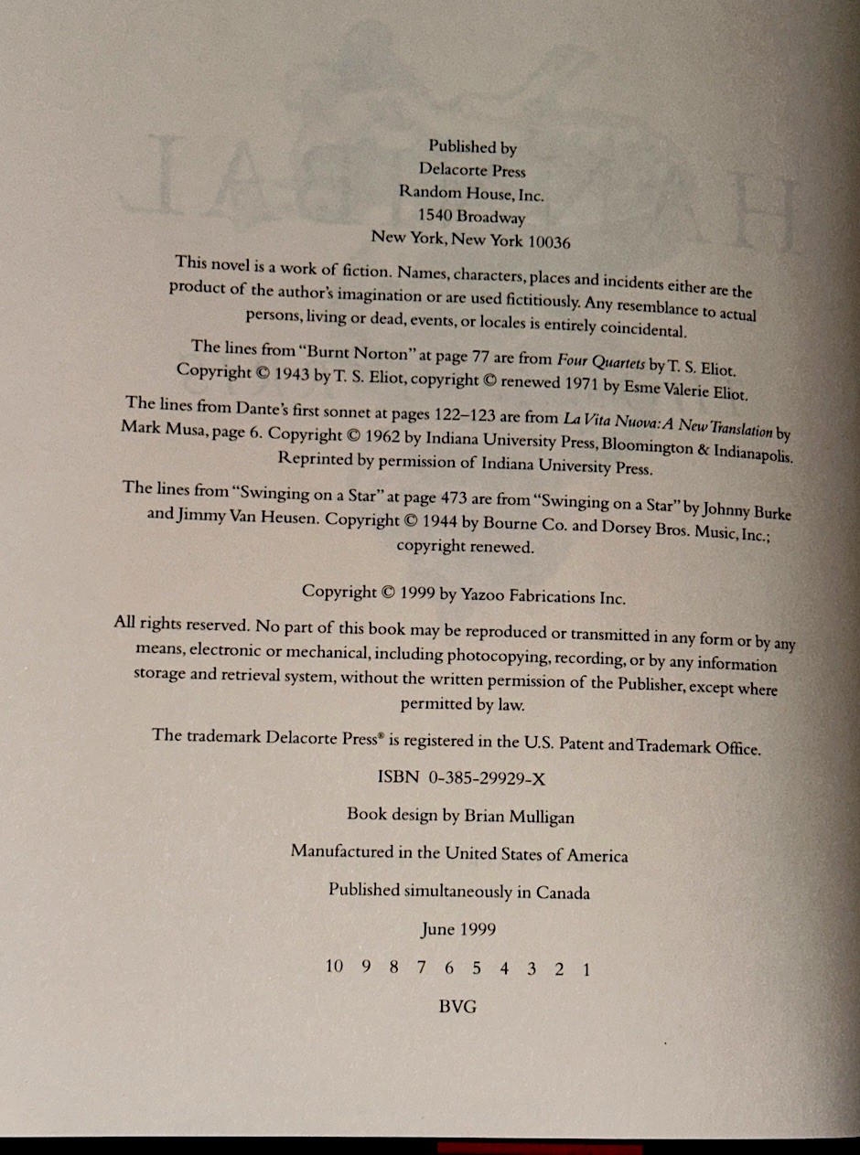 HANNIBAL – 1st Edition/1st Printing Hardcover – 1999 Thomas Harris – Delacort