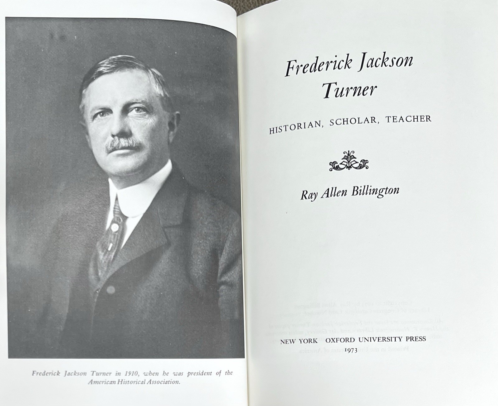 Frederick Jackson Turner by Ray A. Billington – 1973 HC w/ DJ