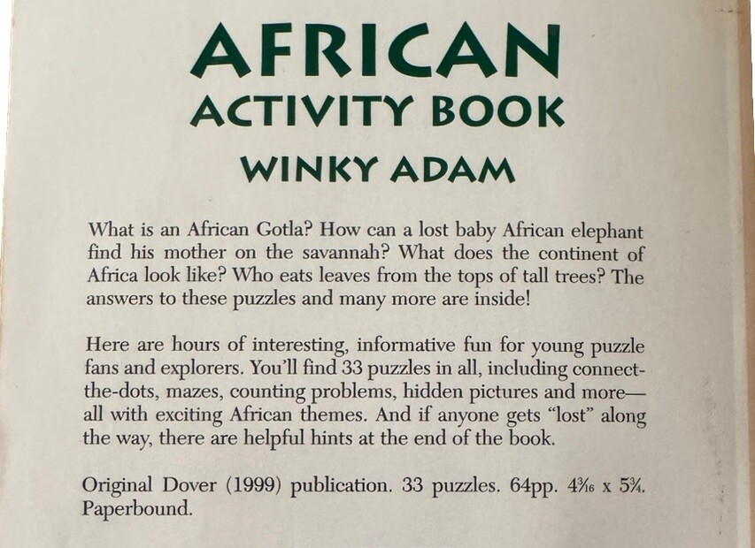 African Activity Book (Dover Little Activ… by Adam, Winky Paperback / softback