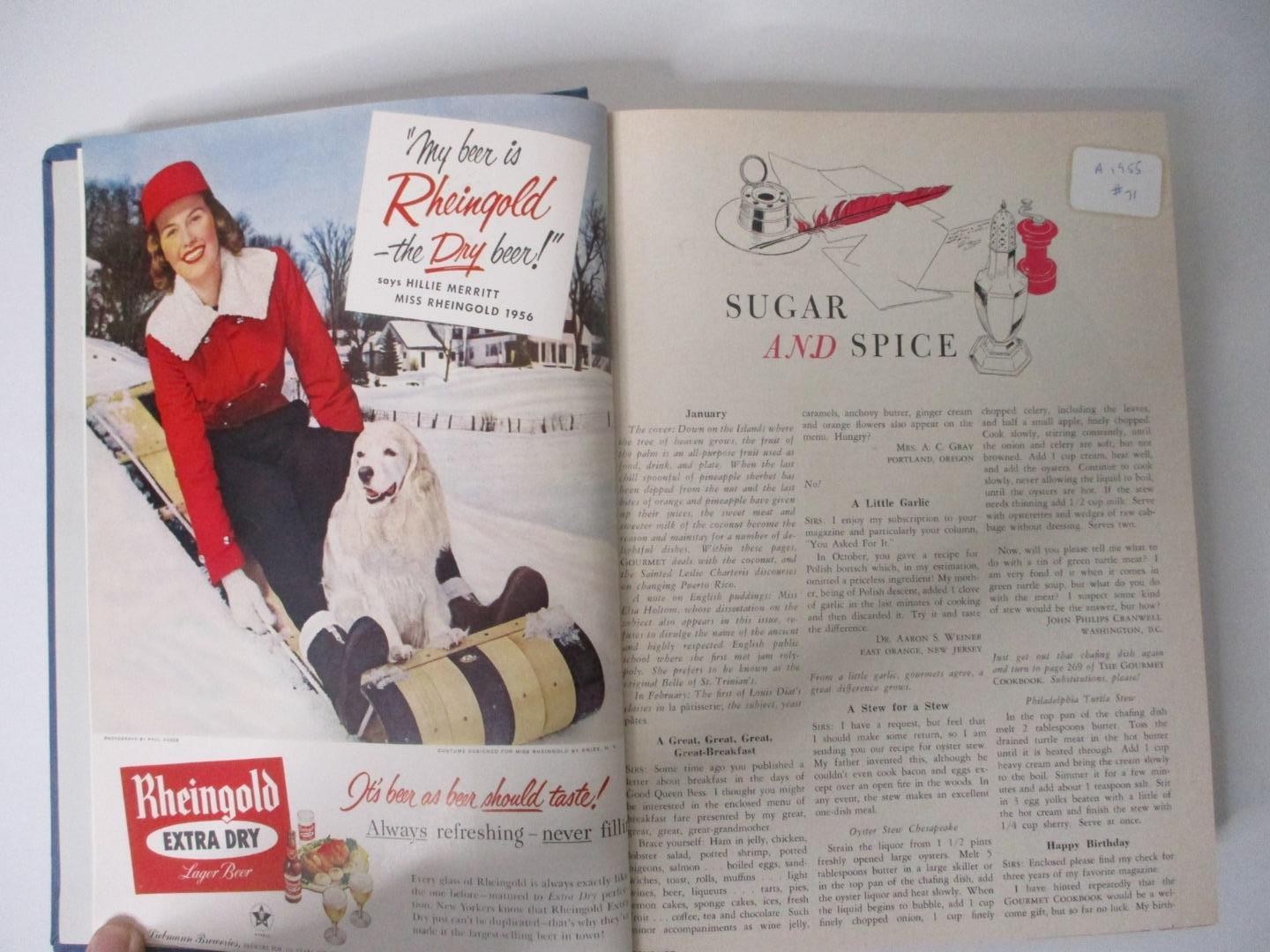 GOURMET, The Magazine of Good Living; Vol. 16 – 1956 – 12 Issues in a Hardcover