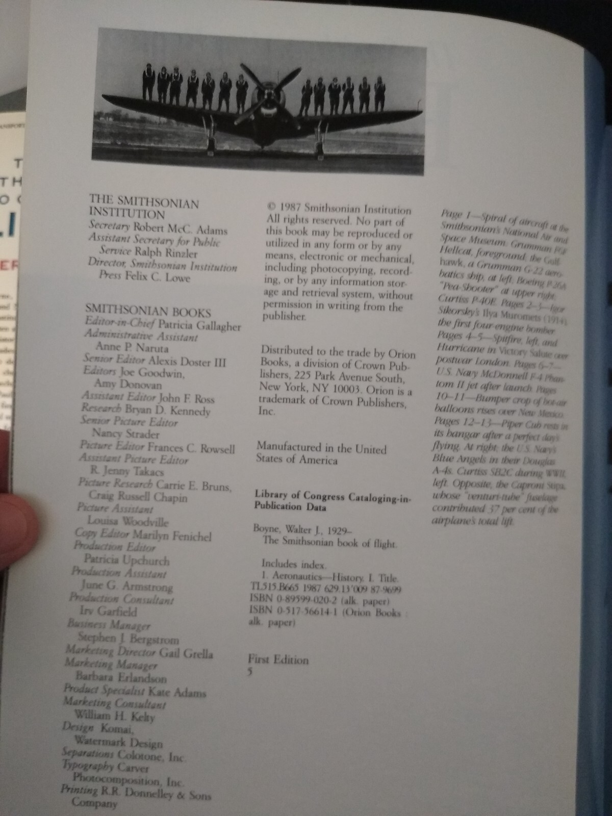 “The Smithsonian Book of Flight” by Walter J. Boyne First Edition, 1987