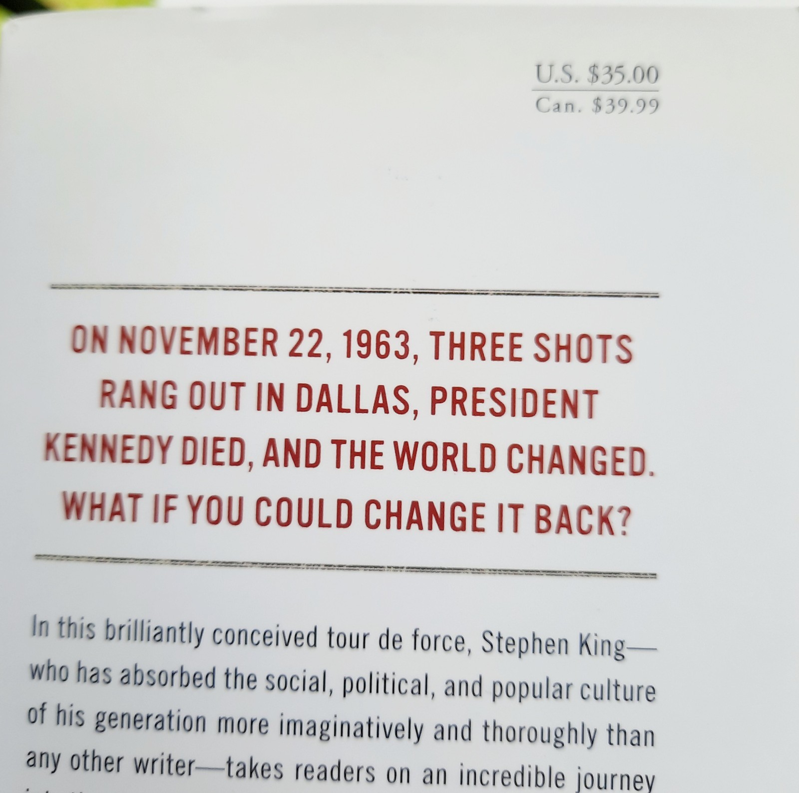 11/22/63 A Novel By STEPHEN KING 2011 Scribner First Edition Hardcover W/DJ